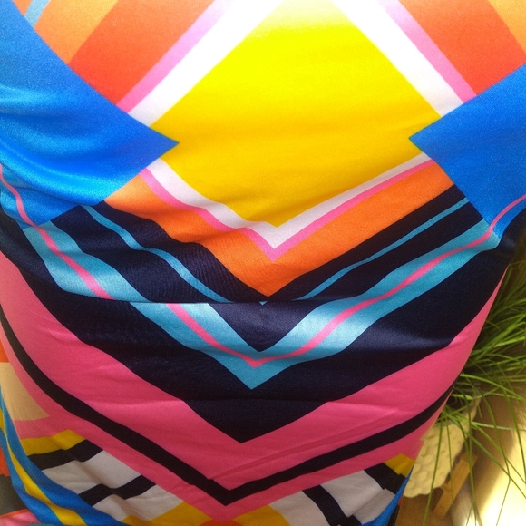 *SOLD OUT* 3 For $38 Bright Color Block Side Split Tube Top Maxi Dress - Picture 4 of 8